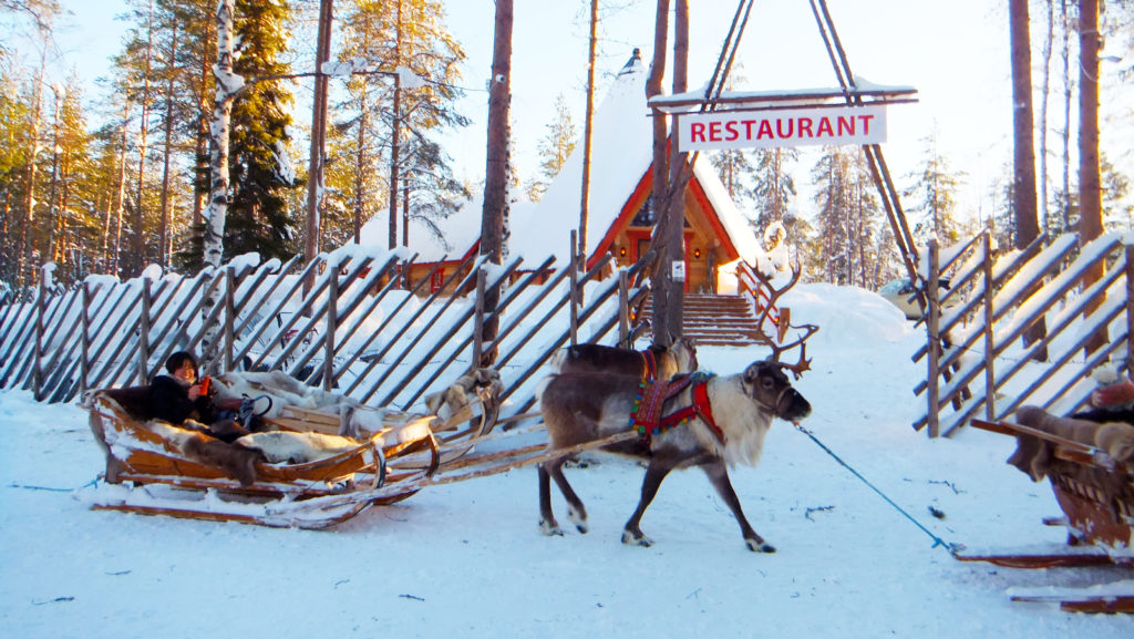 Reindeer sleigh at Santa Claus Village in Lapland