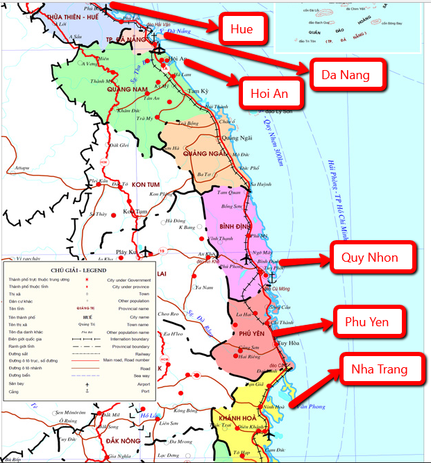 Map Central Vietnam