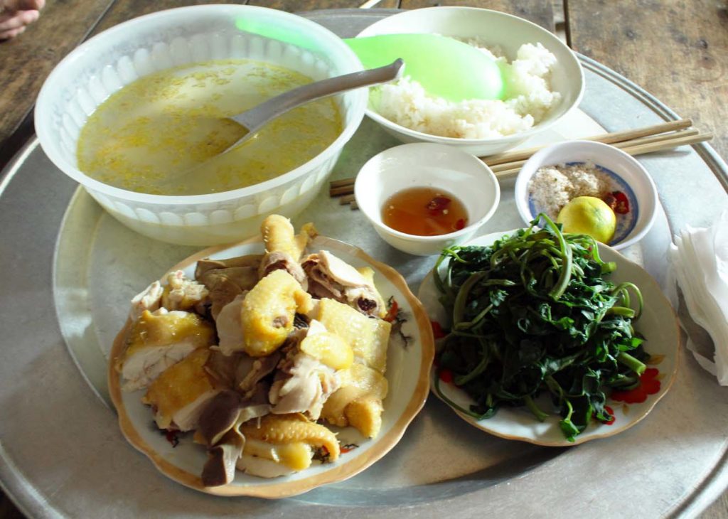Homemade lunch at a local house in Duong Lam