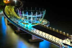 View of Can Tho Pedestrian Bridge at night | Can Tho Travel Guide